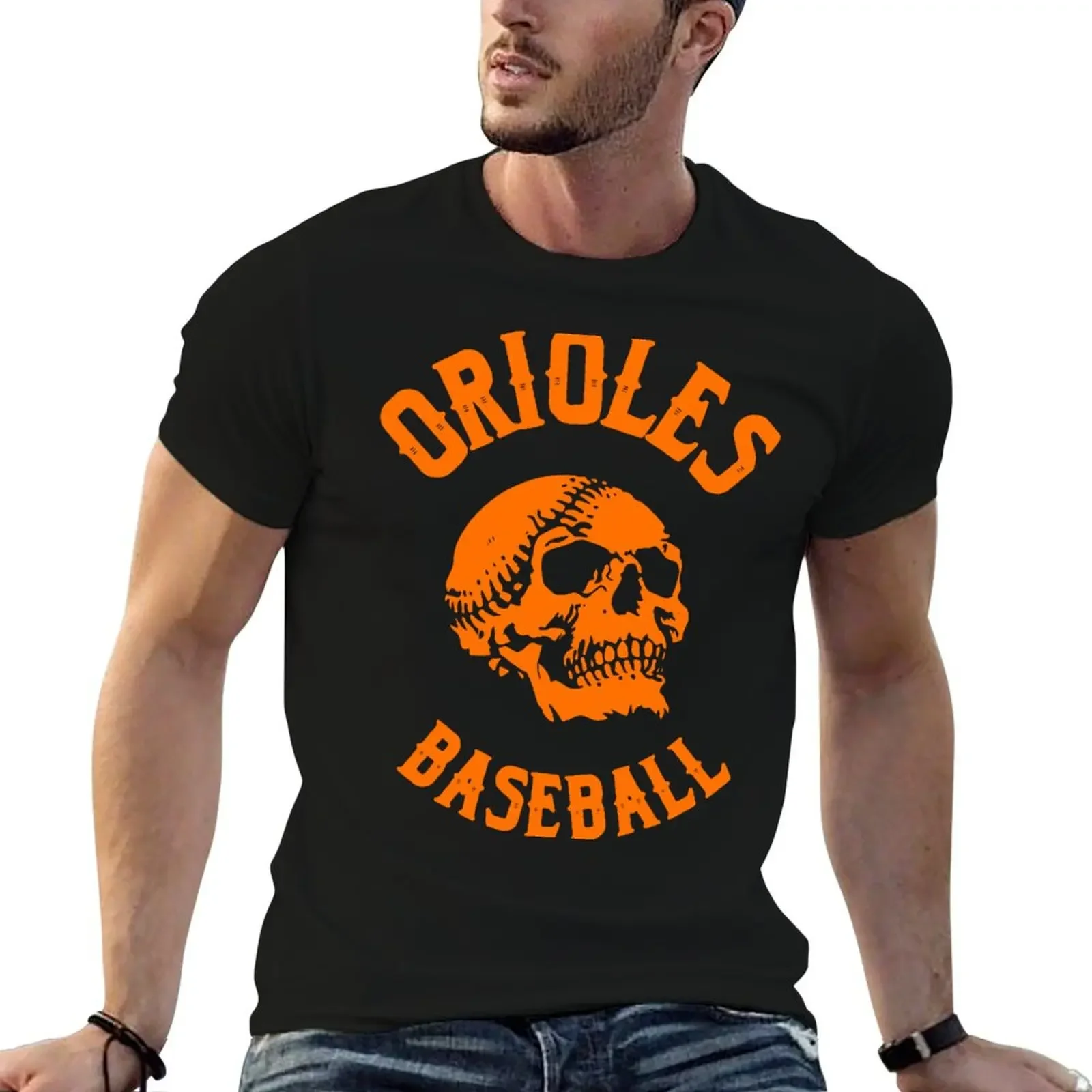 Orioles Skull T-Shirt kawaii clothes graphics cute tops graphic shirts plain black t shirts men