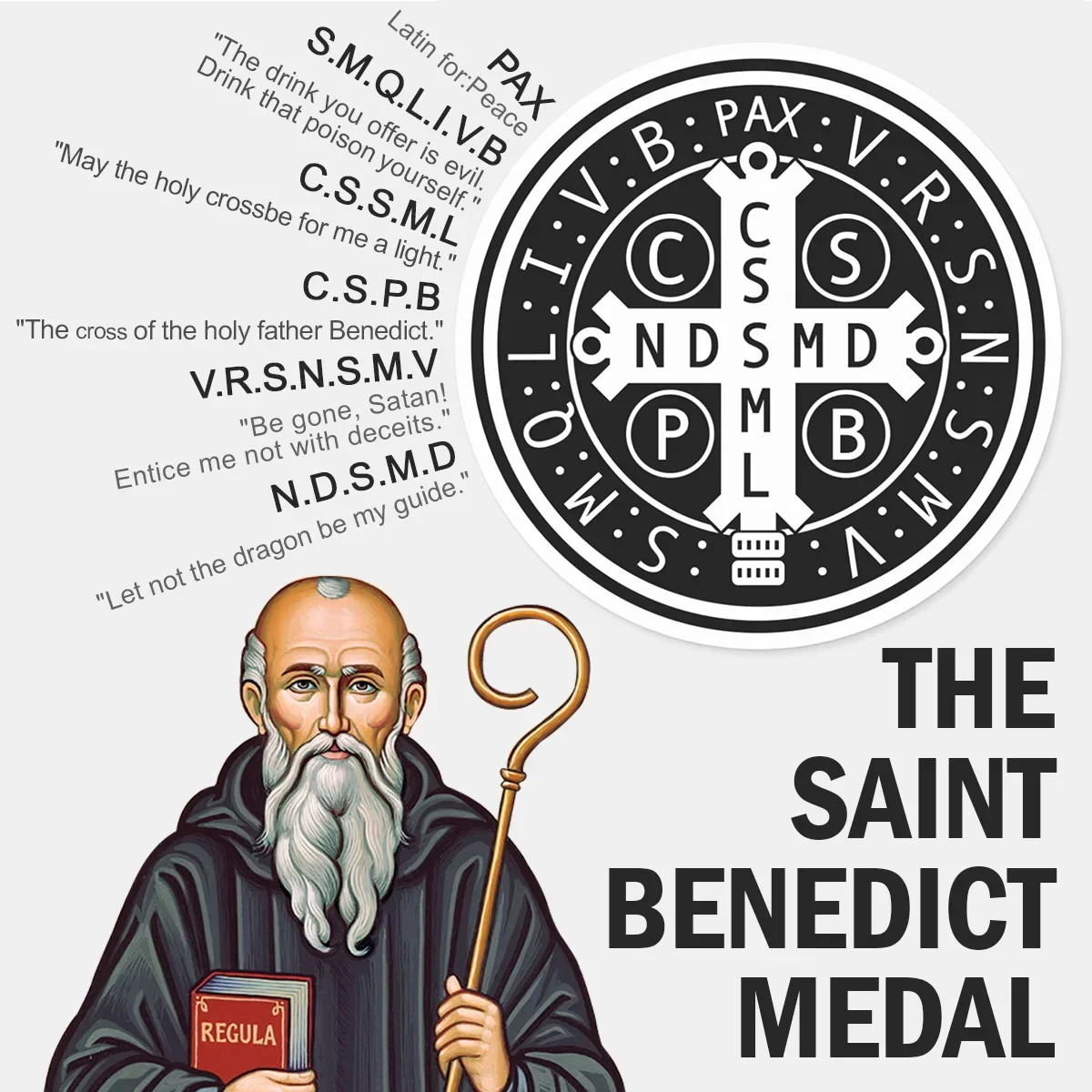 Exorcism Saint Benedict CSPB Cross Rings Titanium Steel Magic Men\'s Ring