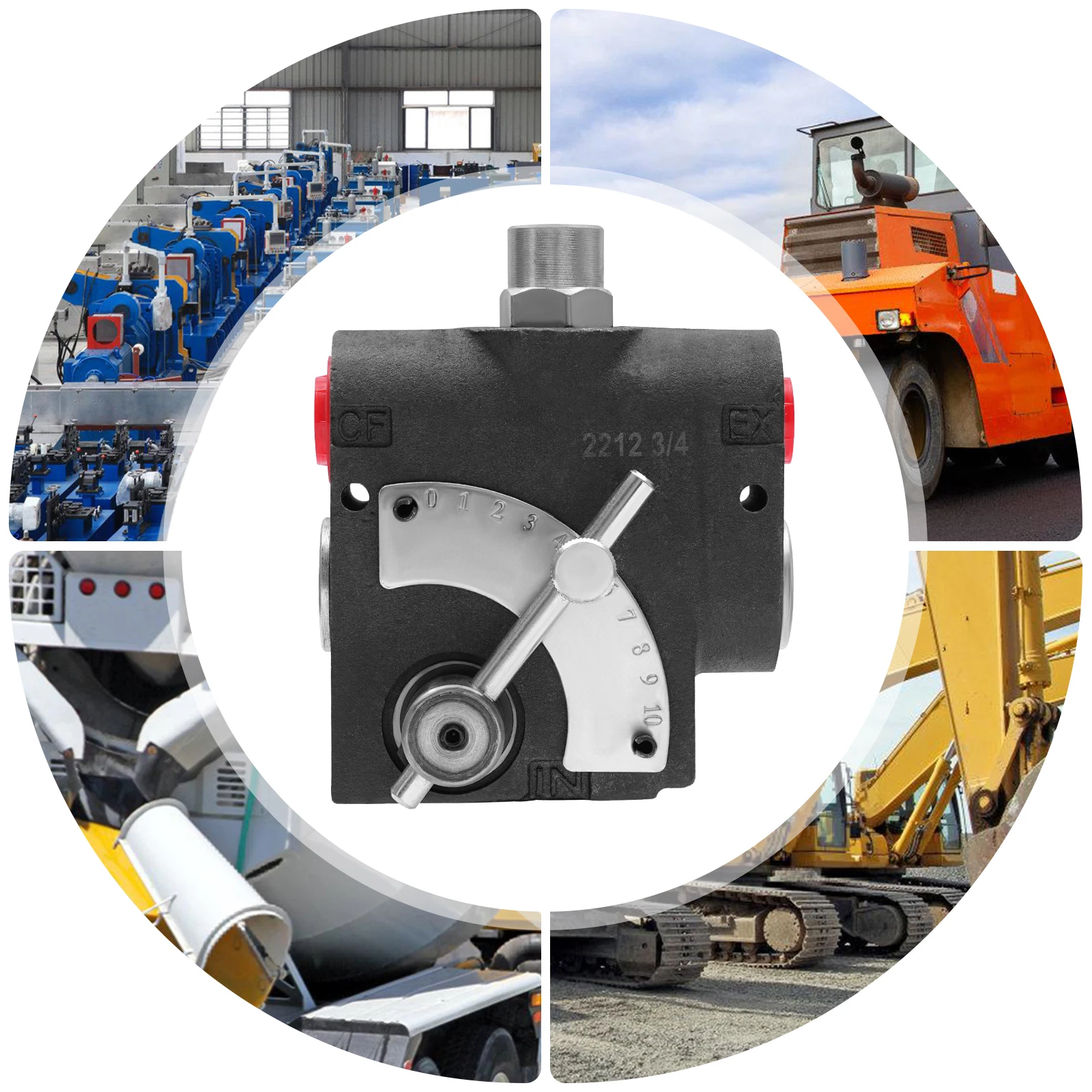 Hydraulic Flow Control Valve, 30GPM Adjustable, 3000PSI, 3/4"NPT for Tractors, Loaders & Log Splitters, Pressure Compensated