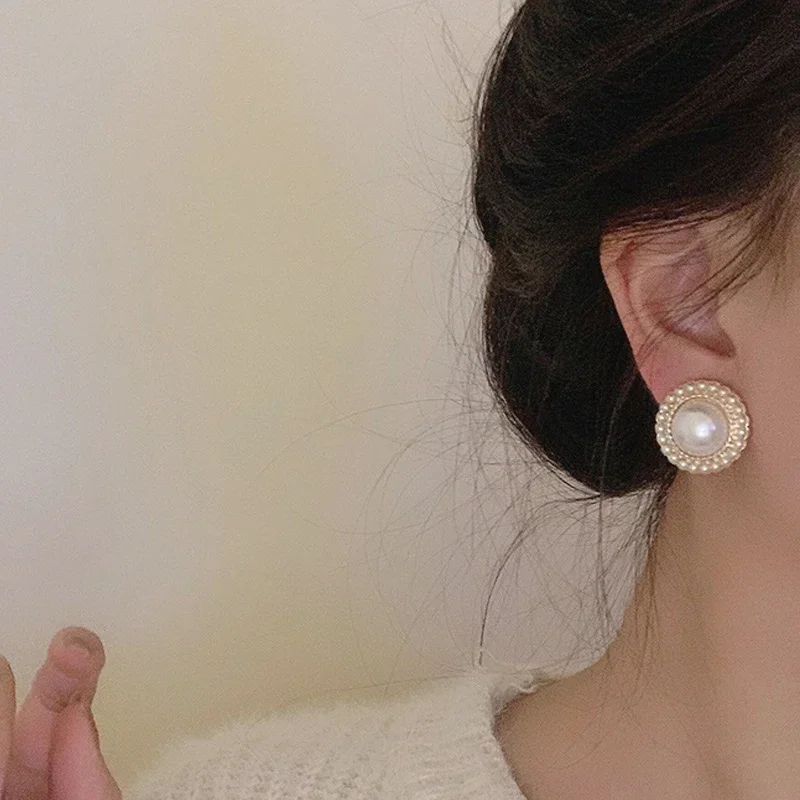 Fashion Bohemian Big Imitation Pearl Stud Earring Mascot Ornaments For Women Valentine\'s Accessories Gift Wholesale