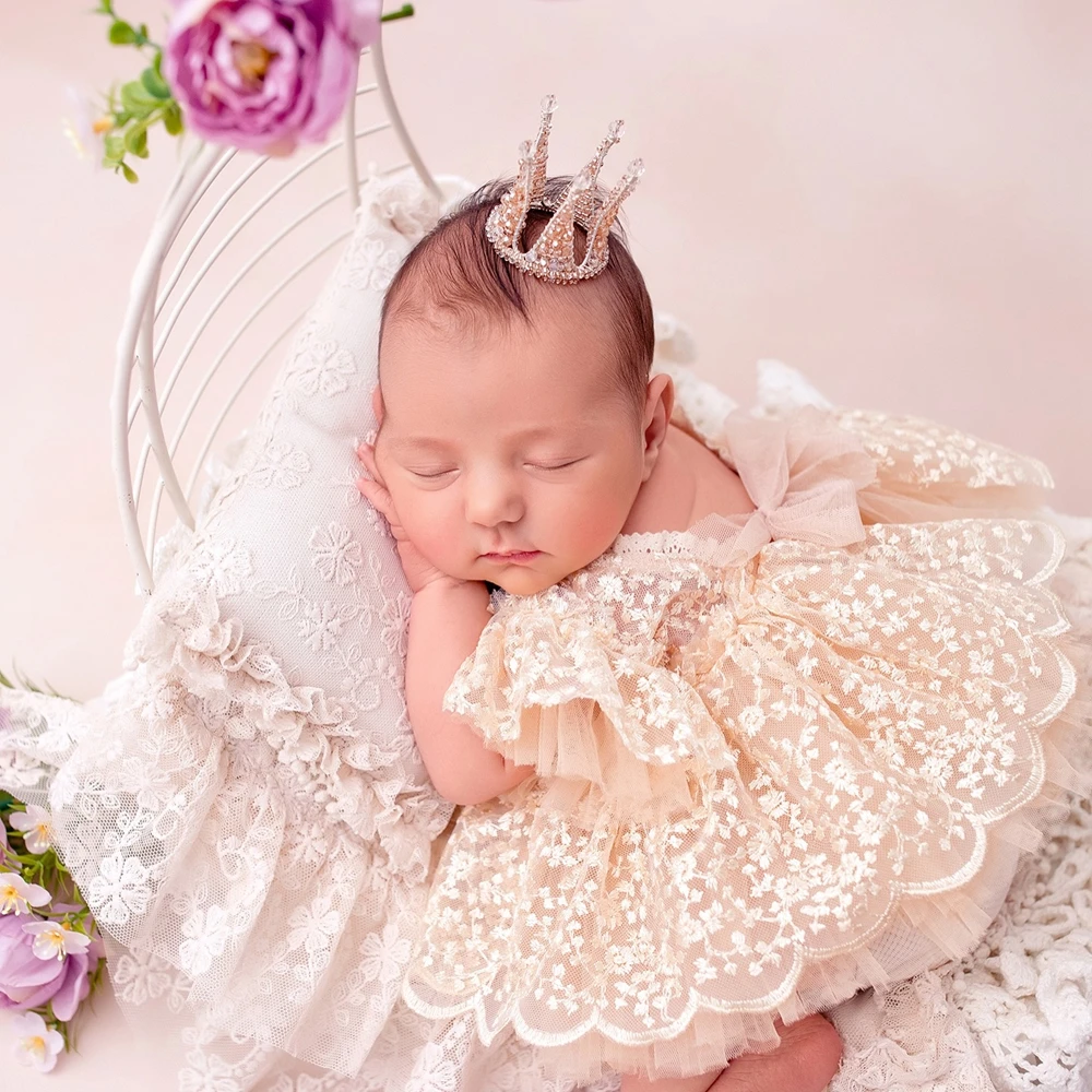 Newborn Baby Girl Lace Tutu Romper Photography Outfit Princess Bodysuit Infant Photo Shoot Baby Costume Newborn Lace Dress