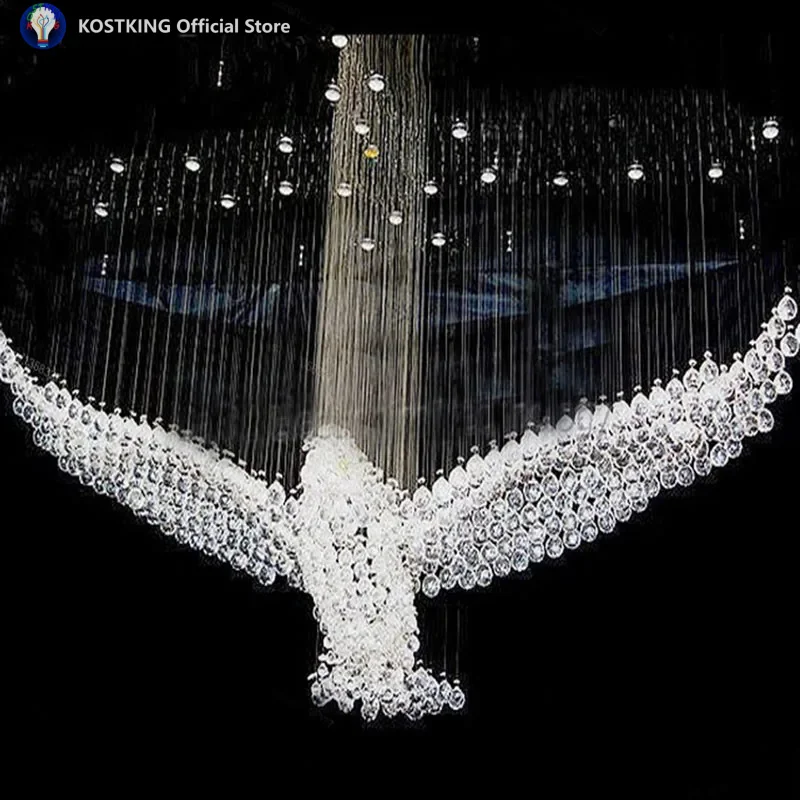 New Eagles Luxury Design Living Room LED Lights Crystal Lamp Crystal Chandelier Modern Lighting Luster L100*W55*H80cm 110 V-220v