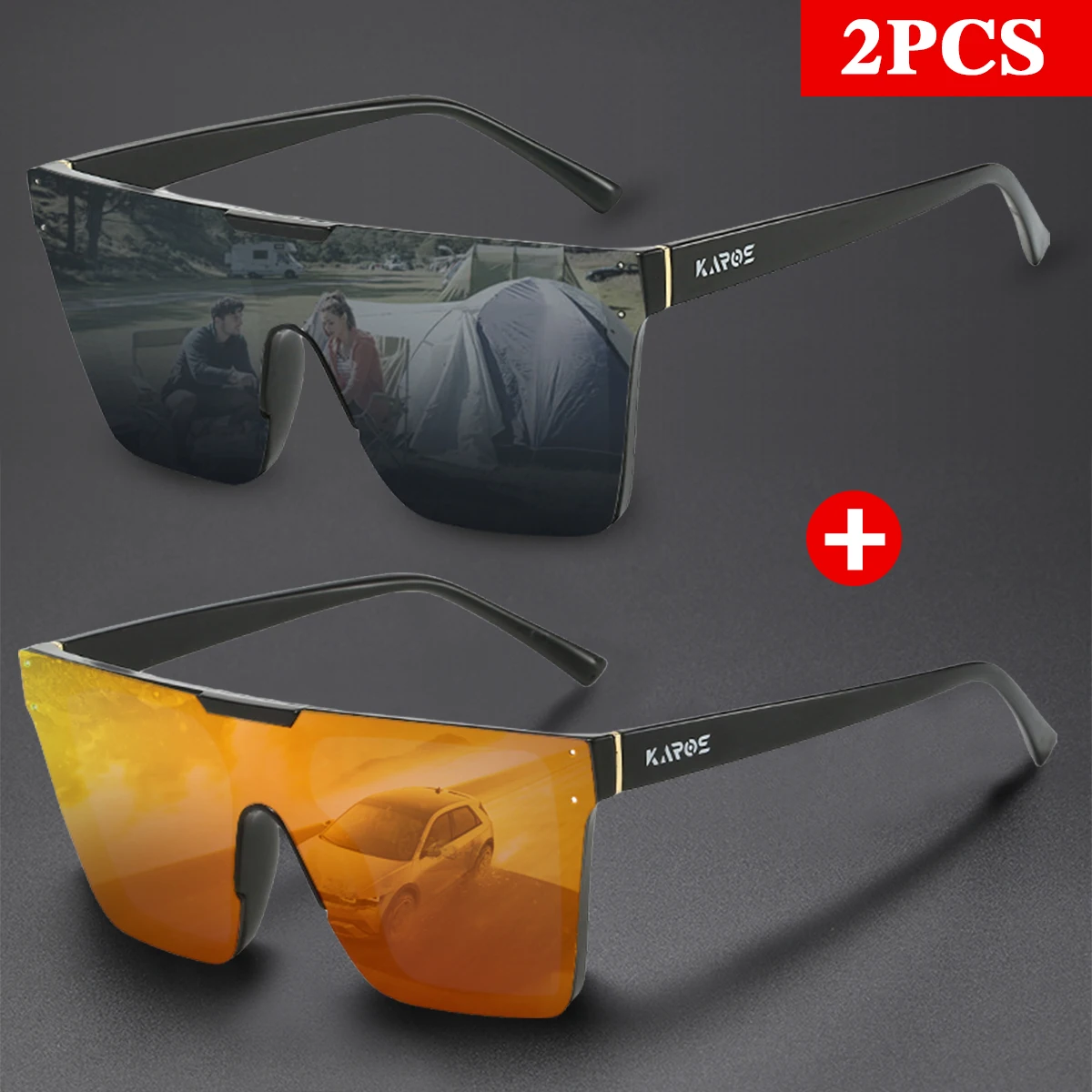 

2Pcs/Set Karos Fashion Luxury Men Woman Sunglasses Interior Accessory Protective Gears Eyeglasses Anti Glare Car Driving Glasses