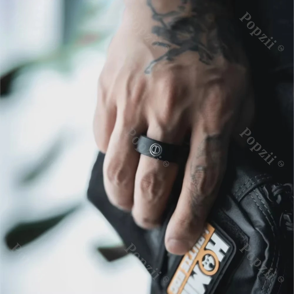 LAUTIE Aluminium Zwarte Monteur I Magnetische Ratel Dunner Ring Spinner Volwassenen Stress Relief Speelgoed Cool Gadget Angst Speelgoed