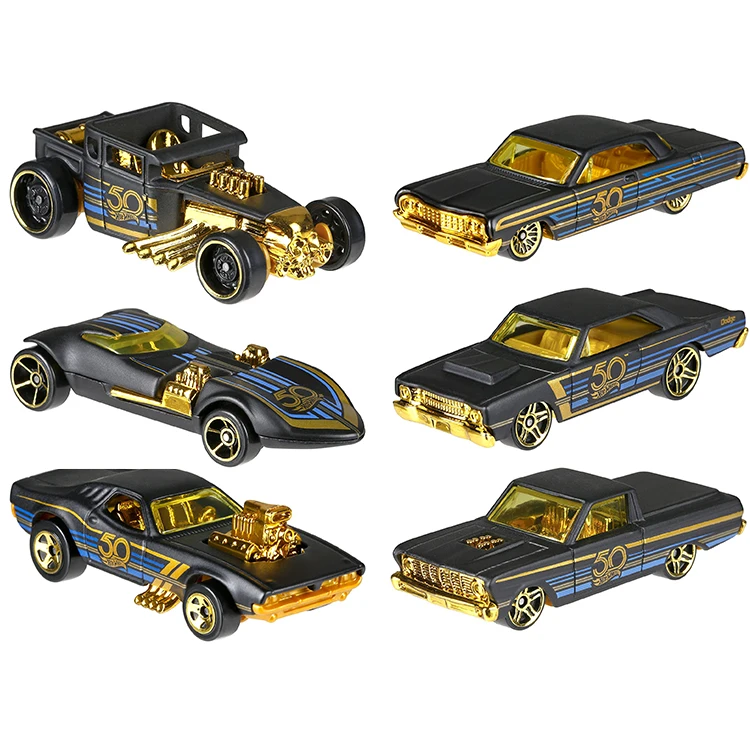 2018 Hot Wheels Car Collector\'s Edition 50th Anniversary Black Gold Metal Diecast Cars giocattoli veicolo per bambini Juguetes FRN33