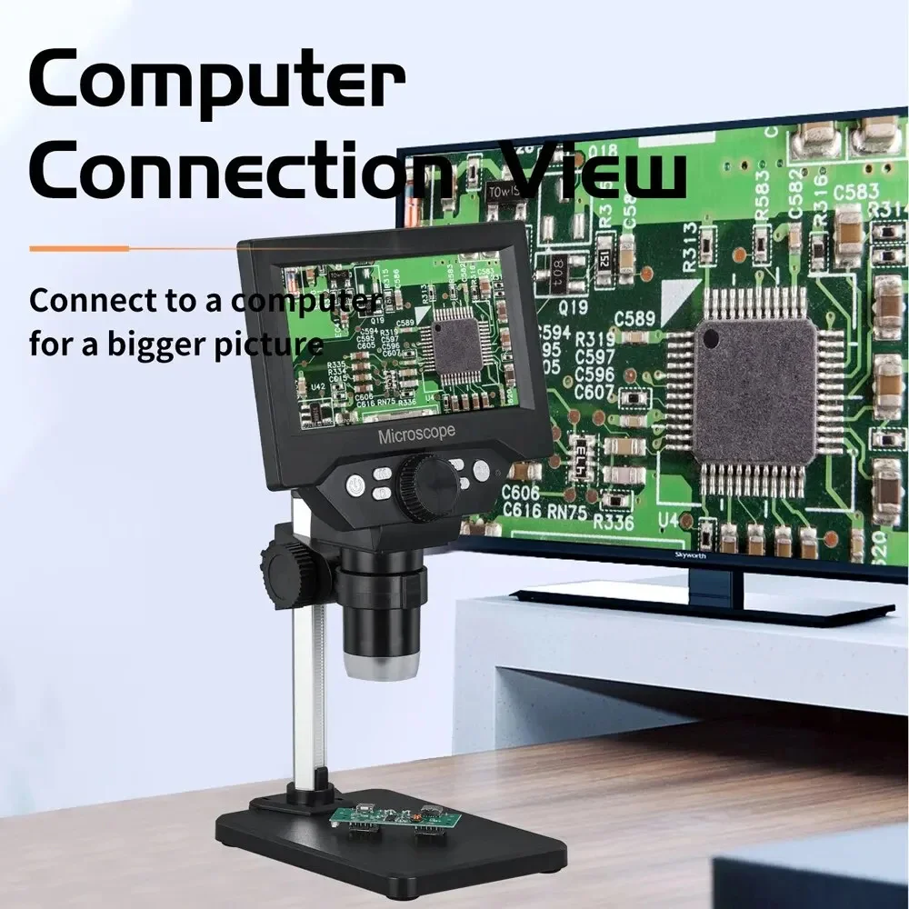 1000X Digital Microscope for Soldering 4.3 Inch Large Base 1-1000X Continuous Magnifier 10 Megapixels HD LCD Display 8MP