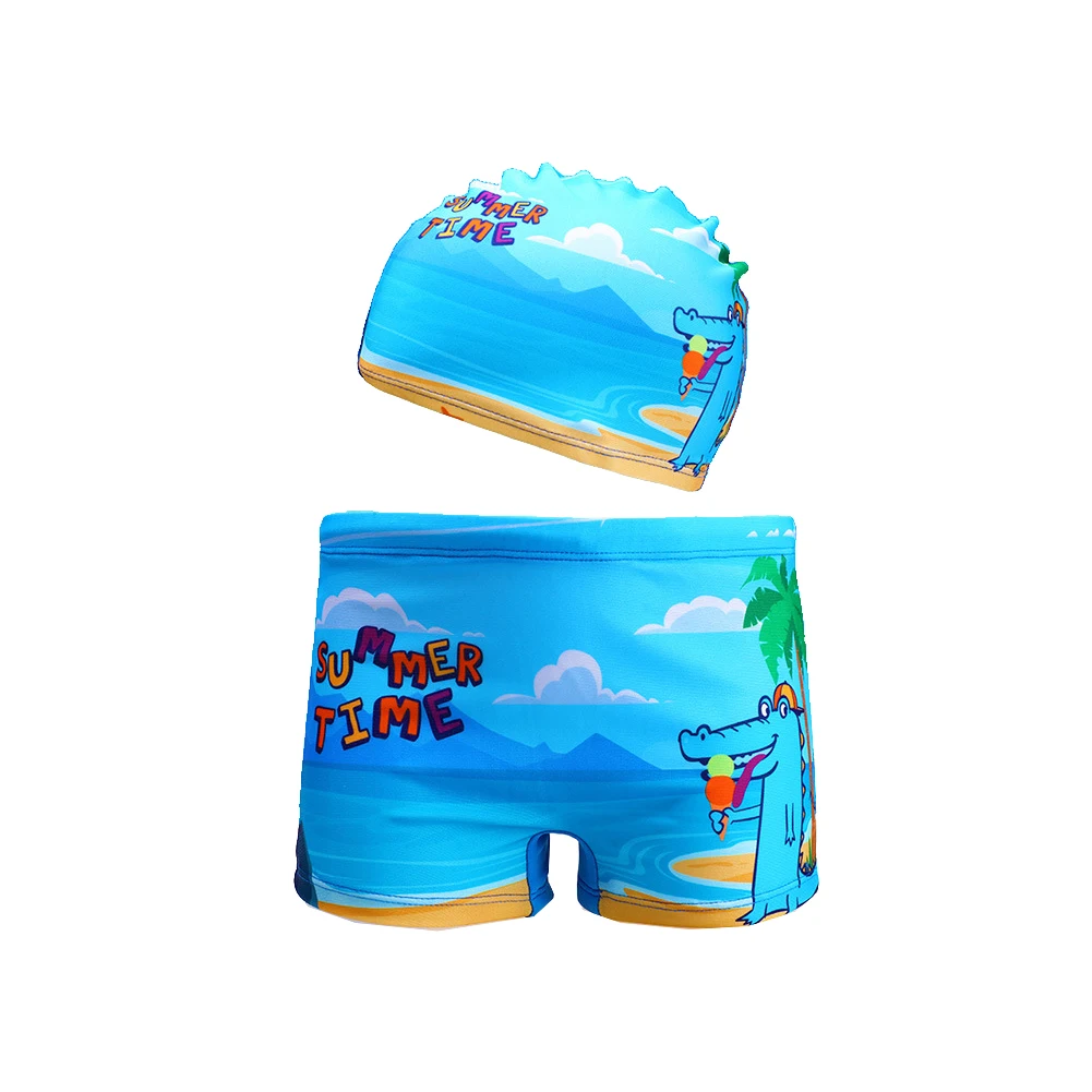Children Cartoon Shark Swim Trunks Set Two Polyester Fabric dinosaur Boys Basketball Swimming Pool Play Water Sports