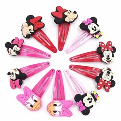 10PCS Disney Mickey Minnie Bowknot Wave Point PVC Cartoon Hairpins Hair Accessories Barrette Hair Clip Hairwear Girls Bows Gift