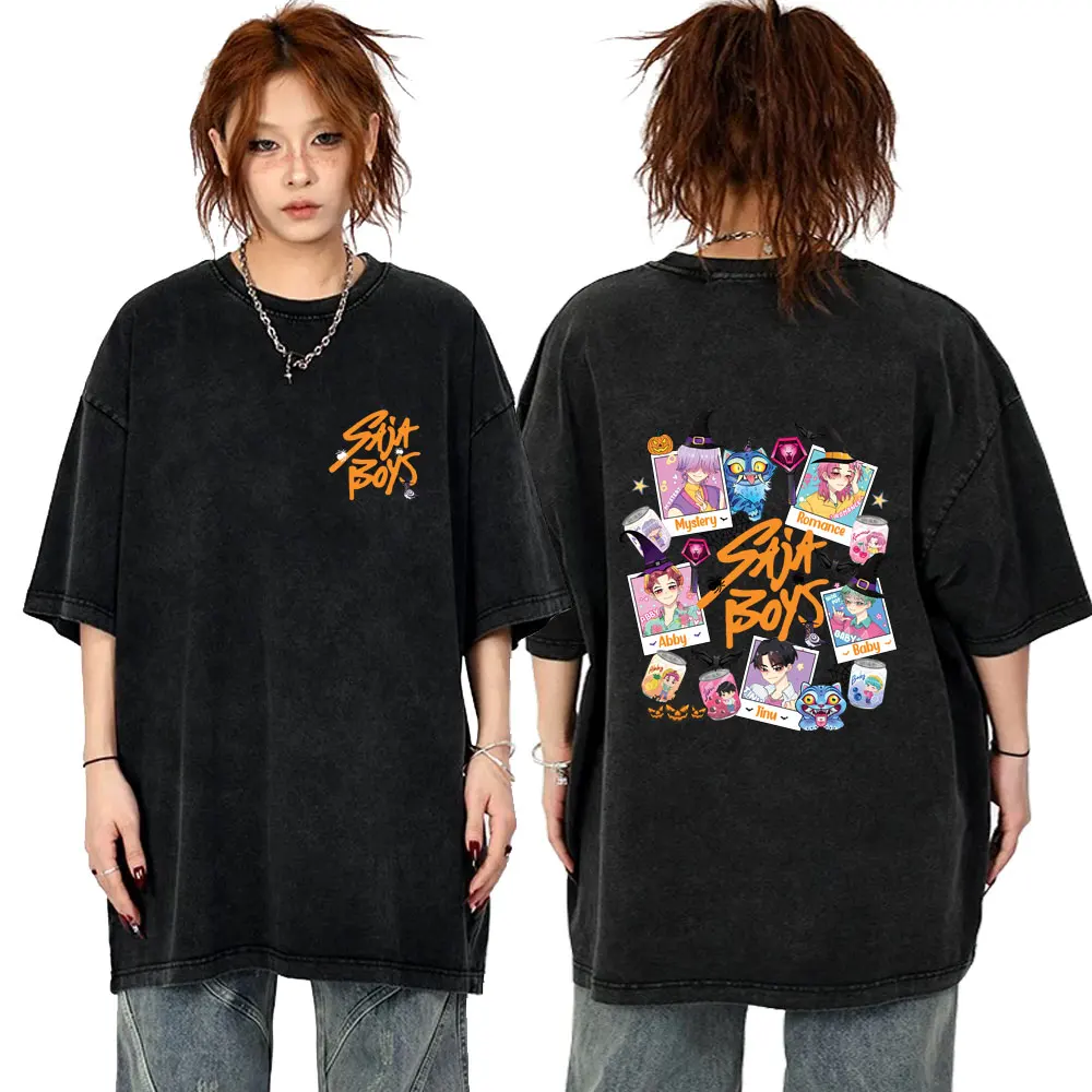 

Washed Vintage Kpop Demon Hunters Saja Boys Derpy Tiger T-shirt Men Women Christmas Halloween Style Tshirt Male Casual T Shirts