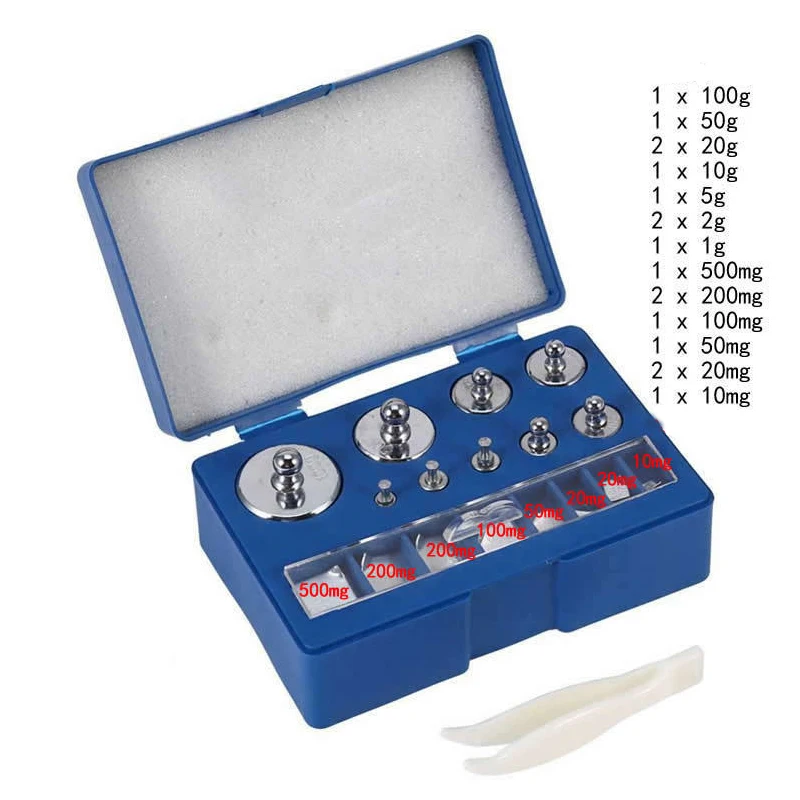 Set di pesi di calibrazione da 200g 10mg-100g grammi di precisione digitale per gioielli pinzette strumenti di pesatura dell\'equilibrio