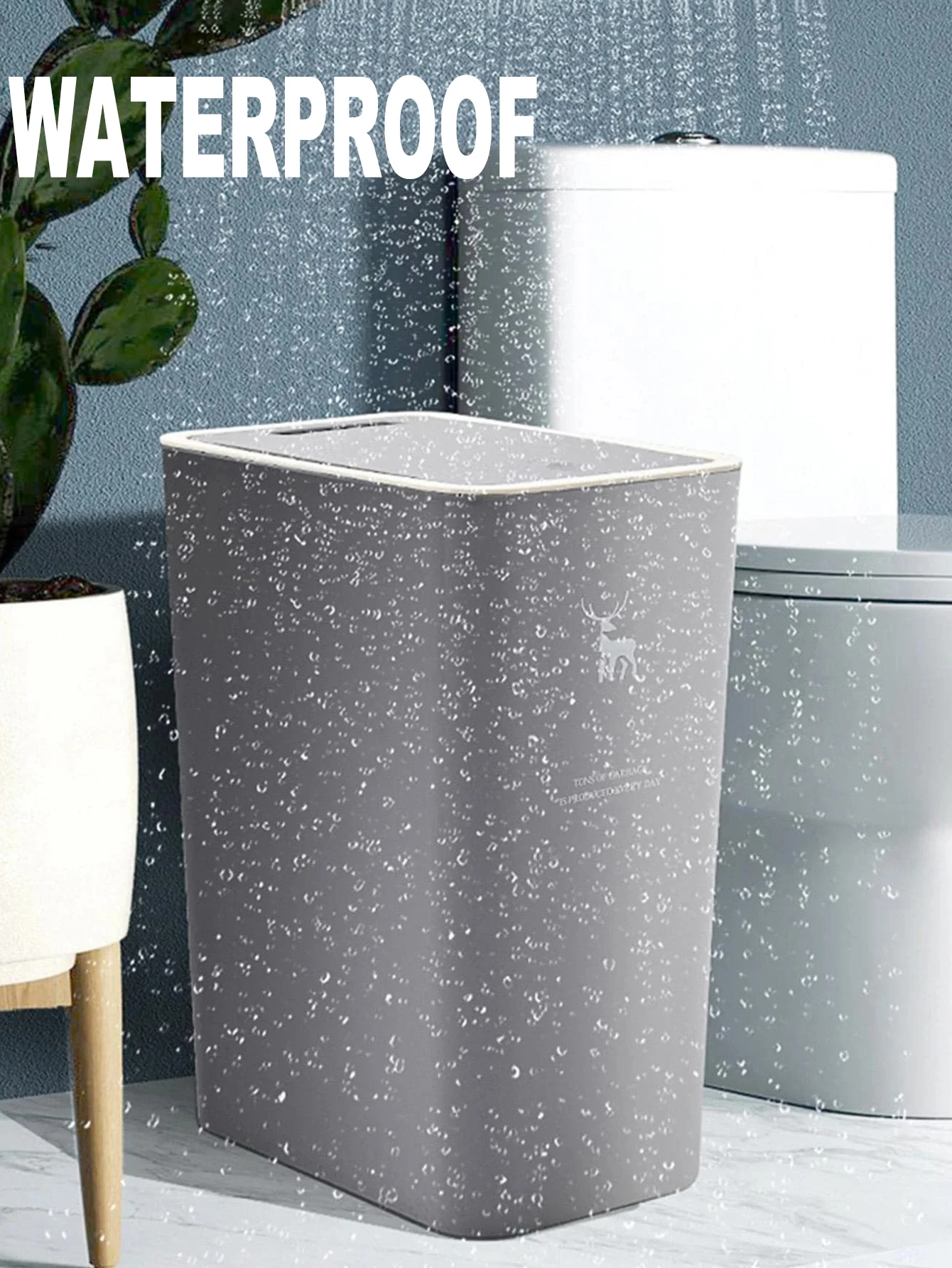 10/15L Nordic Trash Can Bathroom Living Room Rectangular Trash Can with Lid Press-type Kitchen Garbage Bin Household Accessories