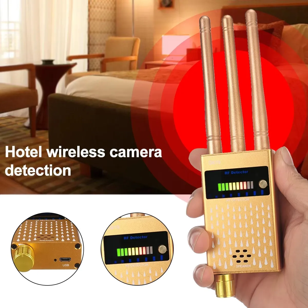 ワイヤレスrf信号検出器-ミニ盗聴器-gsm音声-gps追跡装置-スパイ隠しカメラ探知機-カメラirスキャン-ai自動検出-g619