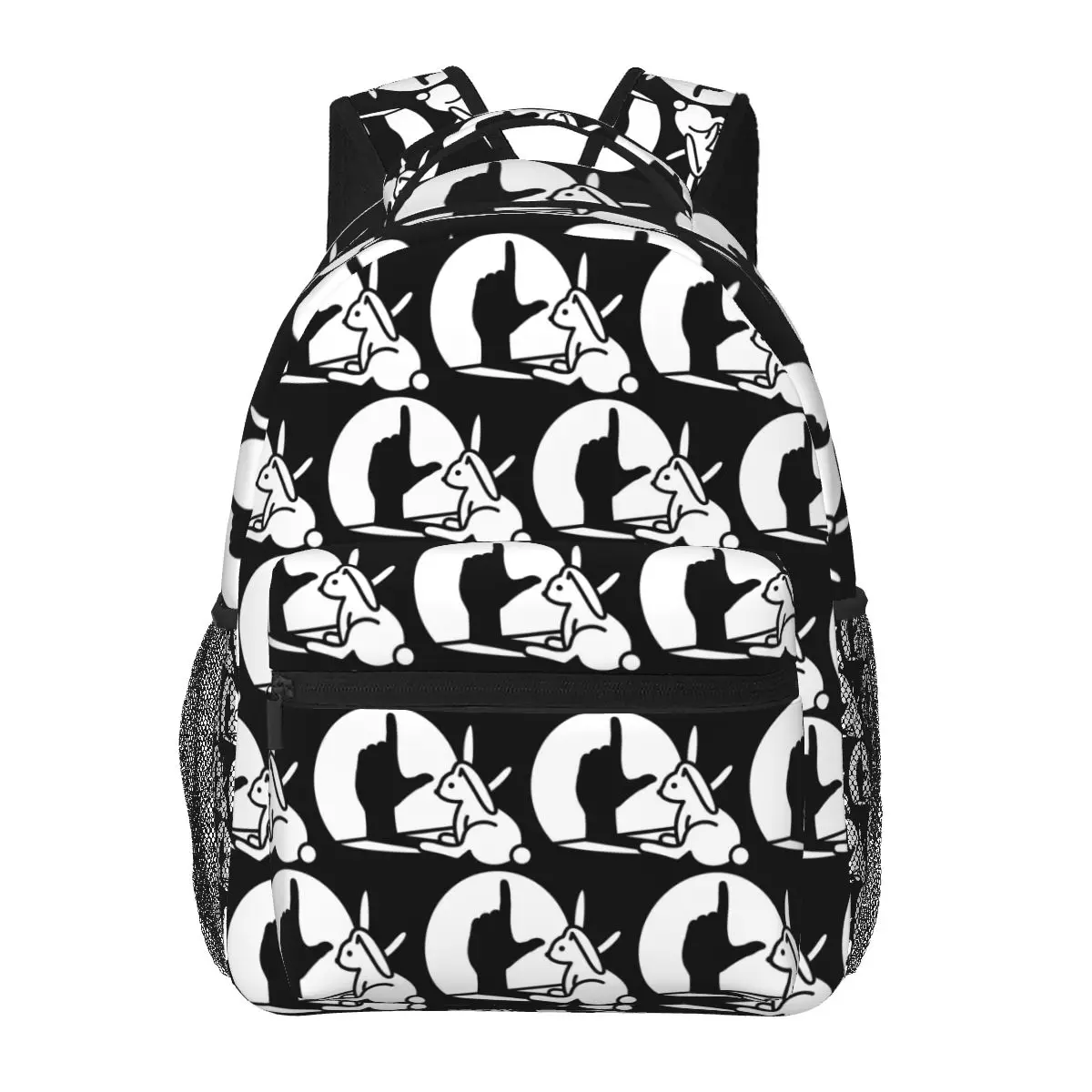 Rabbit Bunny Shadow Puppet Hand Loser Misfit Backpacks Boys Girls Bookbag Students School Bags Cartoon Rucksack Shoulder Bag