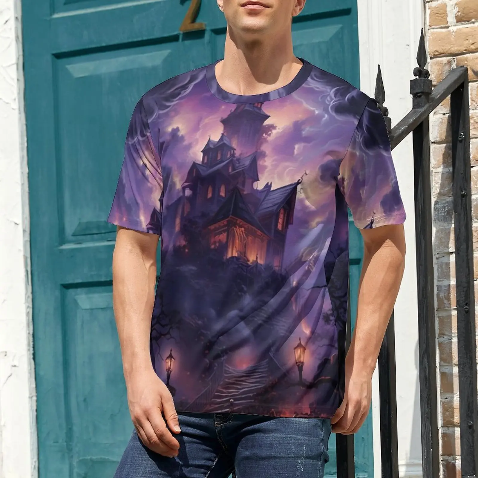 Haunted Mansion T Shirt Haunted House Hip Hop T Shirts Men Casual Tshirt Summer Short Sleeves Graphic Top Tees Big Size 5XL 6XL
