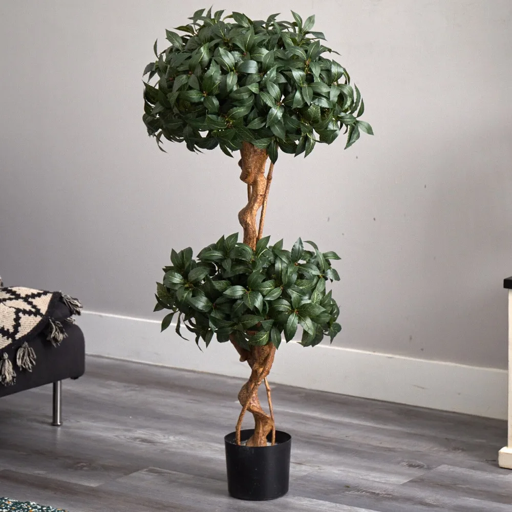 

4' Sweet Bay Double Ball Topiary Tree w/1036 Lvs Home Office Decor.