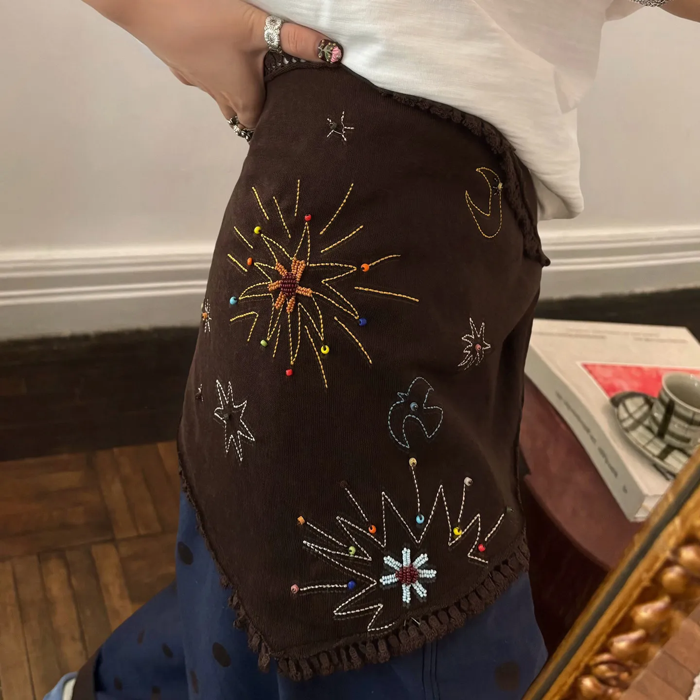 刺繍入りシルクスカーフベルトデニムパンツ重ね着アウターウェア三角スカーフバットカーテンウエストシールファッションアクセサリー女性用