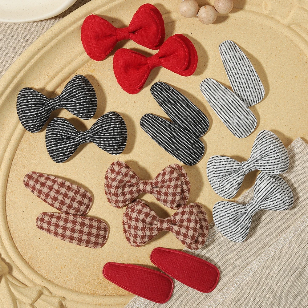 

16PCS/Set Children's Bow BB Clip Vintage Fabric Hair Clip for Girls' Bangs Fixed Edge Clip Children's Hair Accessories To Wear