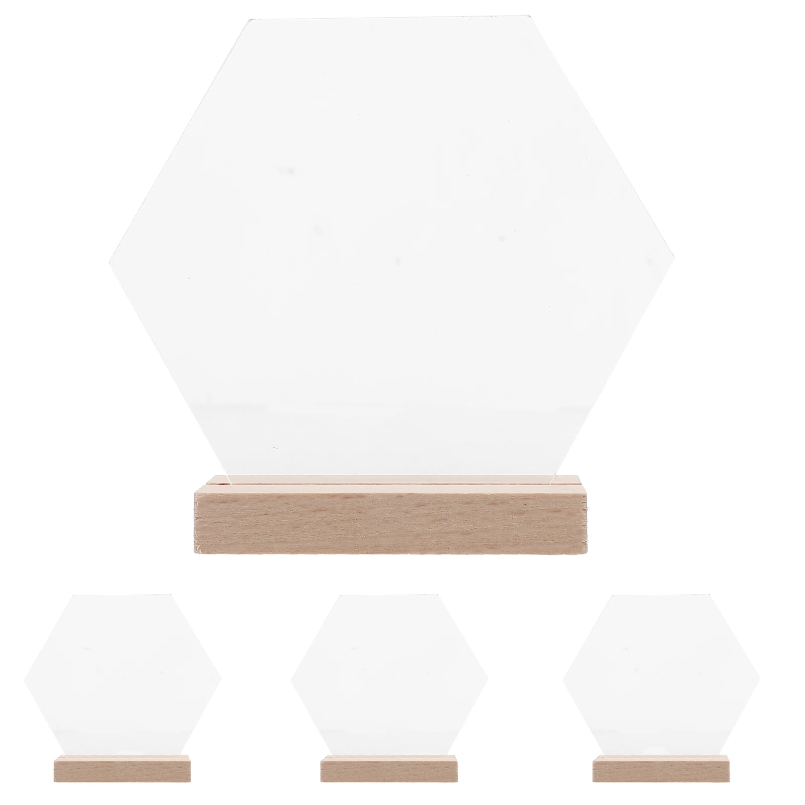 

4pcs Erasable Whiteboard Acrylic Table Sign Holder with Wood Base for Restaurant Wedding Party Decorations Numbers