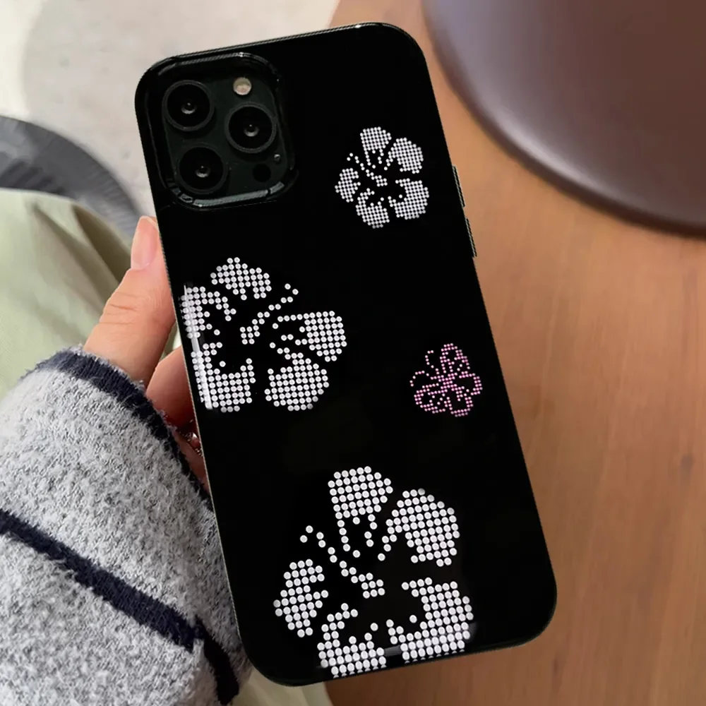 Korean Fusang Flower Wave Point Butterfly Kawaii Phone Case For iPhone 16 15 14 13 12 11 Pro XR XS X Max 7 8 Plus Mini Y2K Cover
