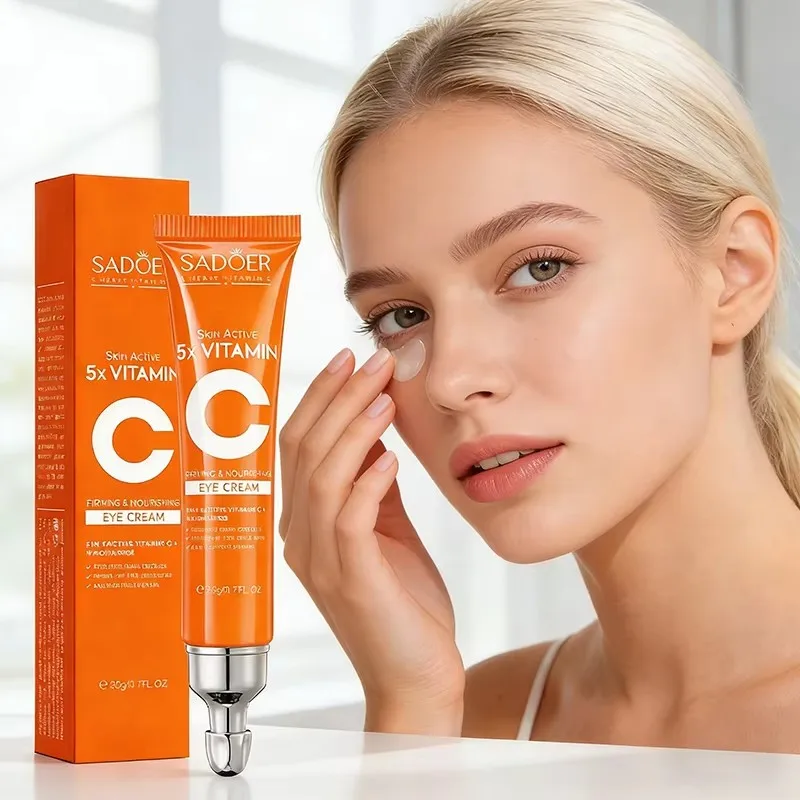 SADOER VC Brightening Eye Cream Niacinamide Hydrating Reduce Puffiness Fine Lines Revitalize Dull Eye Area Anti-Aging Eye Care