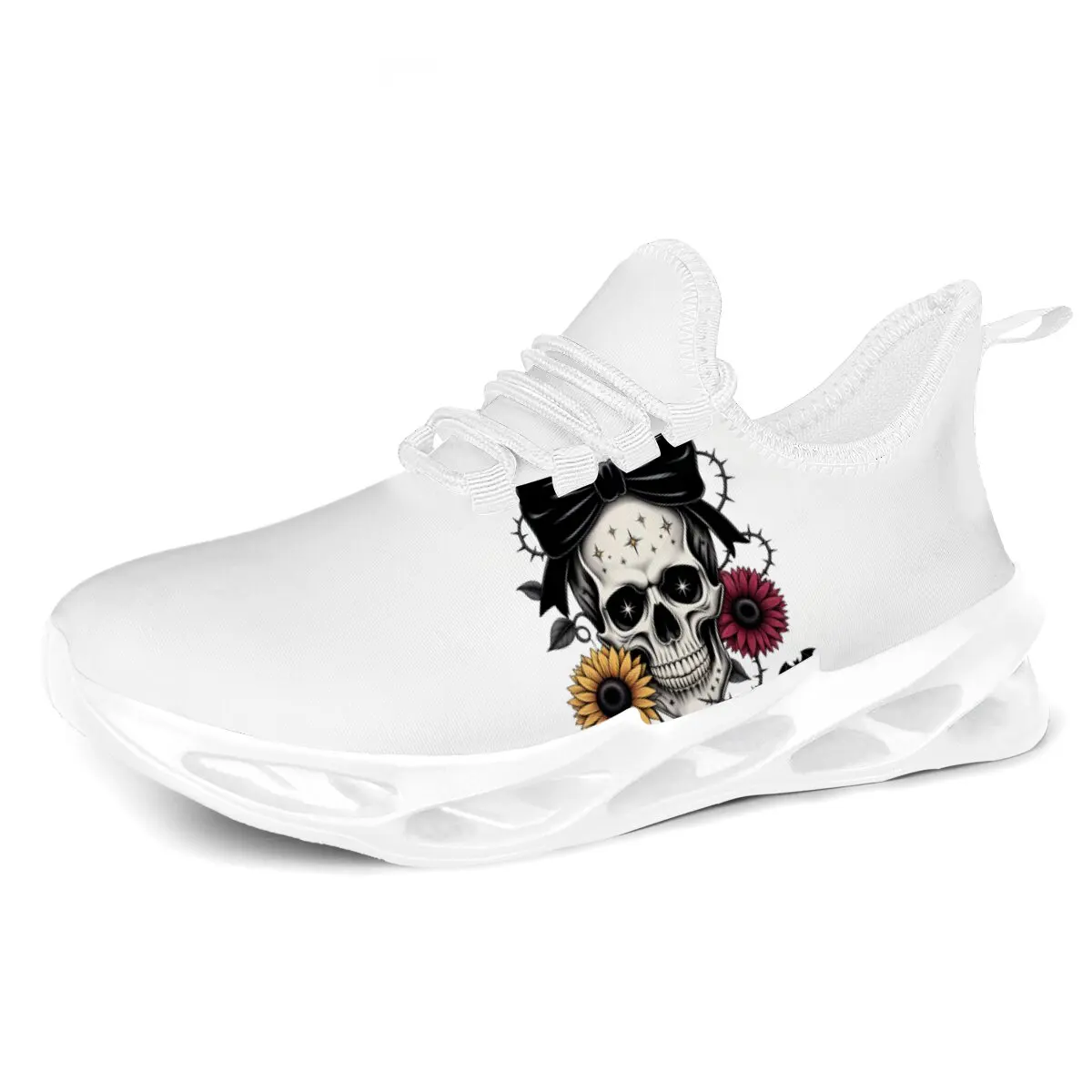 

Skull Bow Sunflower Red Flower Print Women's Running Sneakers Outdoor Comfortable and Breathable Sports Shoes for Men