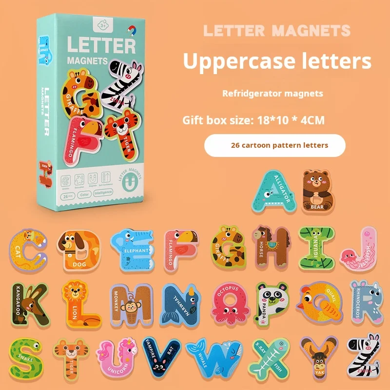 Pasta magnetica di carta per bambini Lettere minuscole Puzzle di animali Puzzle Divertente allenamento Colore Abnormità Gioco di adesivi per regali