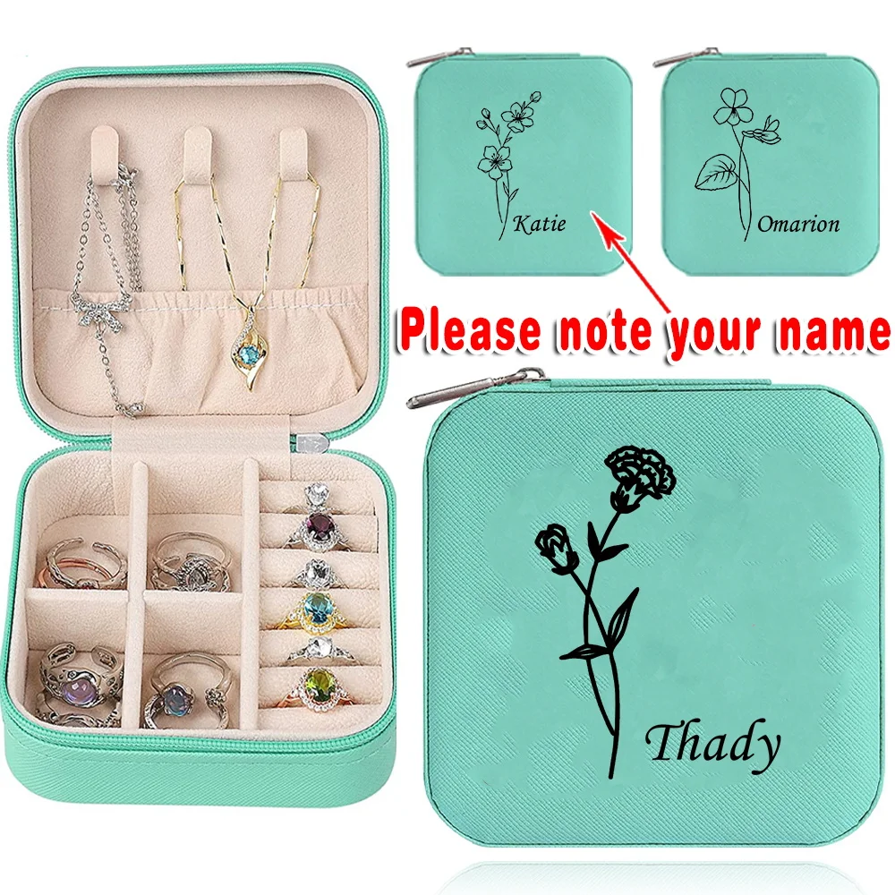 Travel Jewelry Box Leather Storage Box, with Zipper, Easy To Store Earrings, Necklaces and Rings, Suitable for Carrying in Bags.