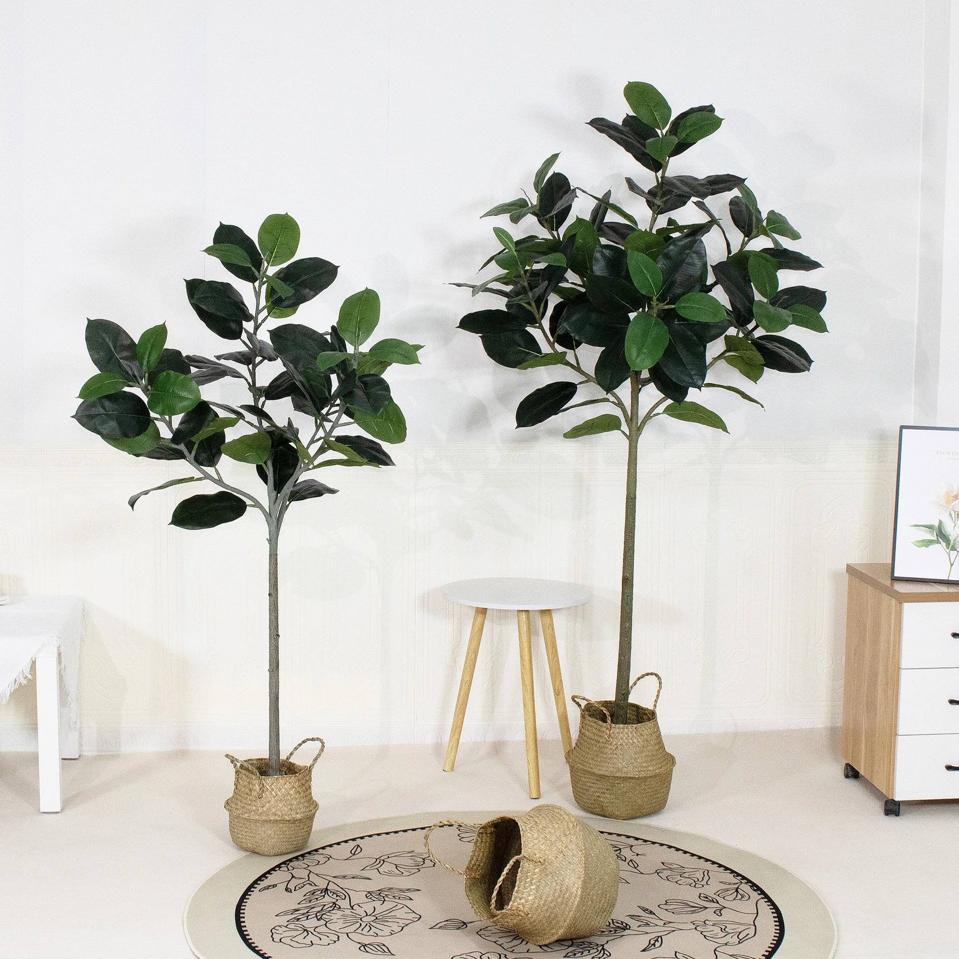 

Black King Kong Rubber Tree Large Indoor Decorative Artificial Green Plant Soft Decoration Pot for Living Room Landscape Design