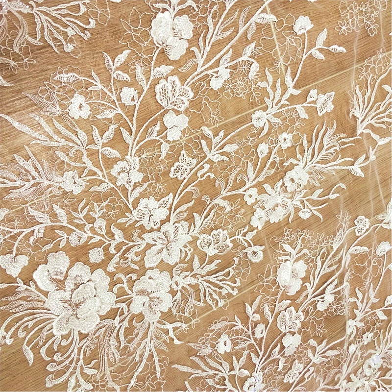 

New Soft Mesh Embroidery Flower Pattern Leaf Branch Lace Fabric Accessories Can DIY Wedding Dress Skirts Curtains Accessories