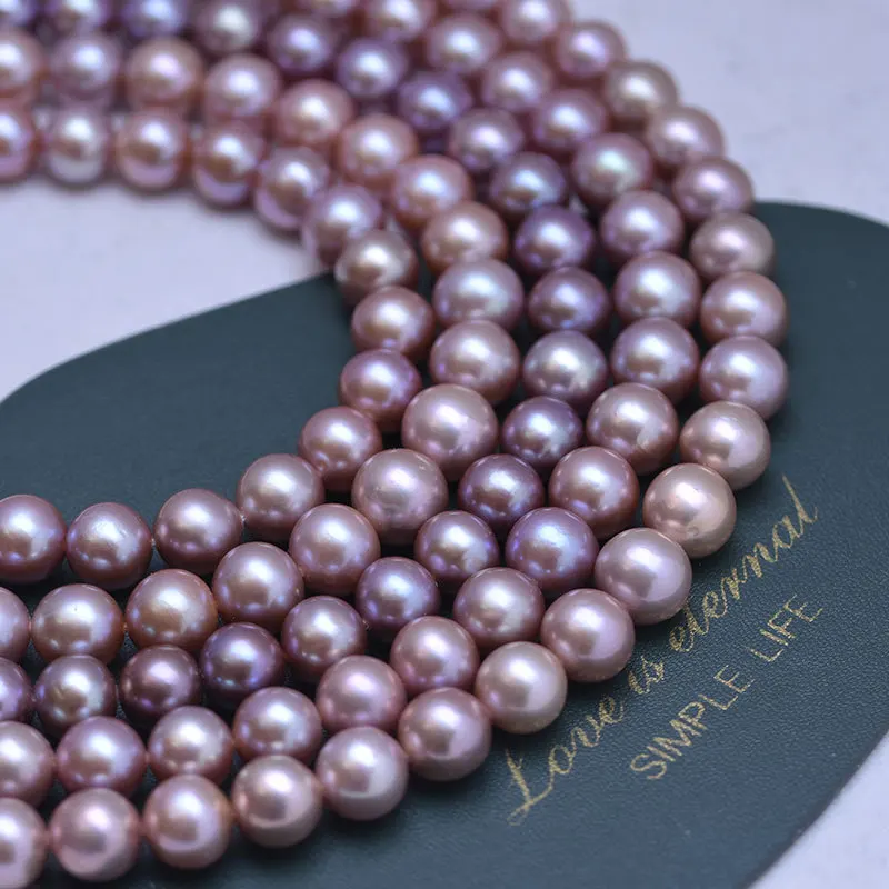 Natural 11-13mm Edison Round Beads, Strong Light Purple Pearl Bead Necklace, Direct Supply