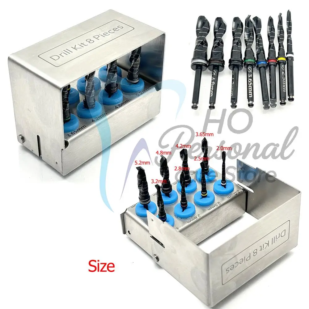 

8Pcs Dental Implant Surgical Kit Titanium Coated Drill Bits for Lance and Pilot Holes Maxillary Sinus Lift Dentistry Tools