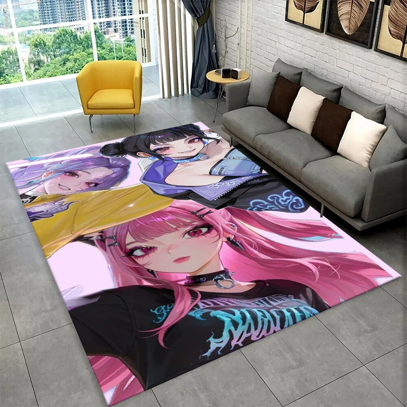 KPop D-Demon Hunters Girl Group Cartoon Non-Slip Area Rug for Living Room,Bedroom,Kid Playroom,Carpet Floor Mat Home Decor Gift