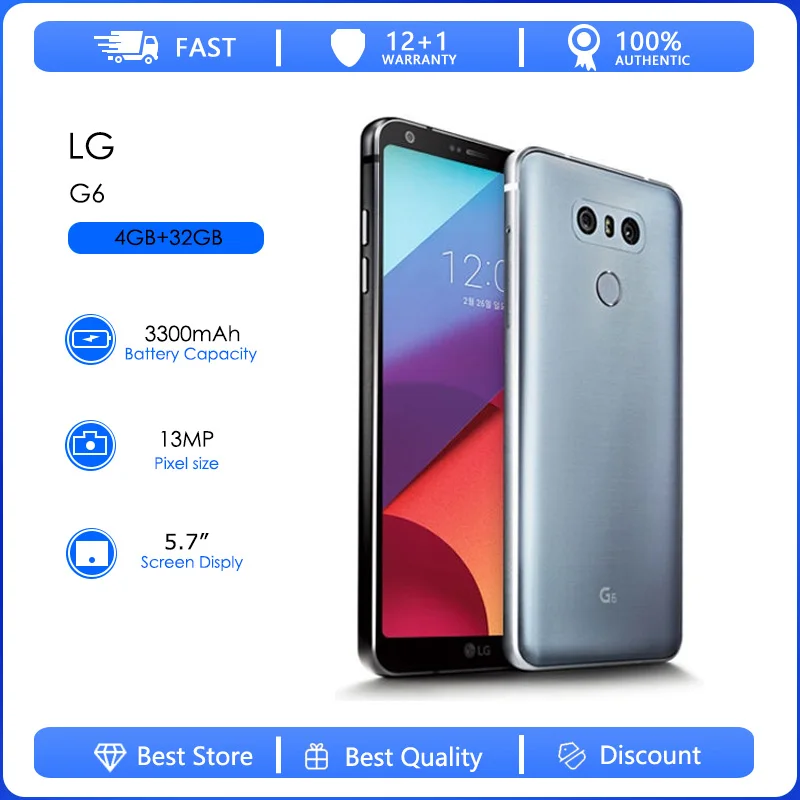 LG G6 H871/H872/H873/H870DS d�bloqu� d'origine, 4 Go de RAM, 32 Go de ROM, 13 MP, 5,7'', 3300 mAh, Android 7.0