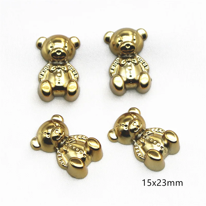 20PCS orso dorato bottone posteriore piatto abbigliamento fai da te invito a nozze accessori decorazione gioielli senza foro