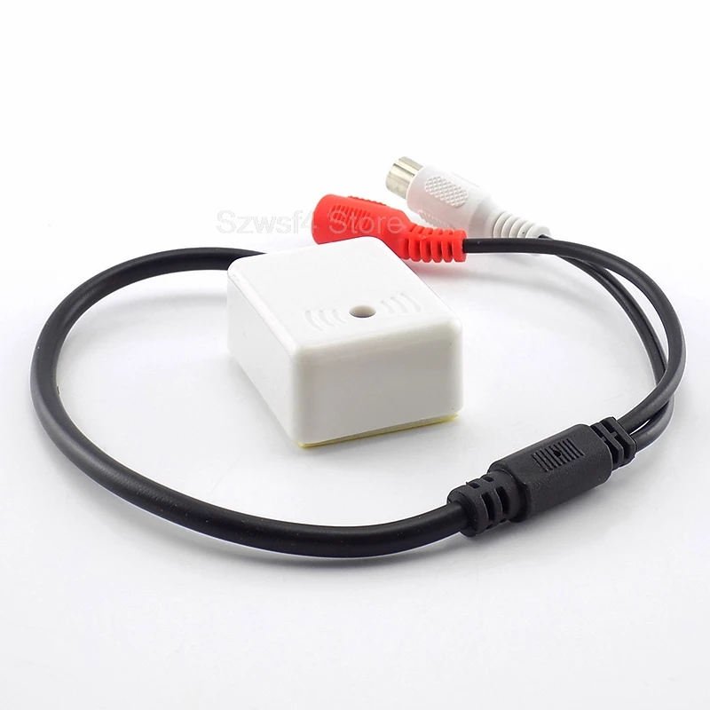 Microphone Sound Monitor Audio Pickup Sound Security Monitoring DC 9V-12V RCA Female Adapter for CCTV Camera Security System E4
