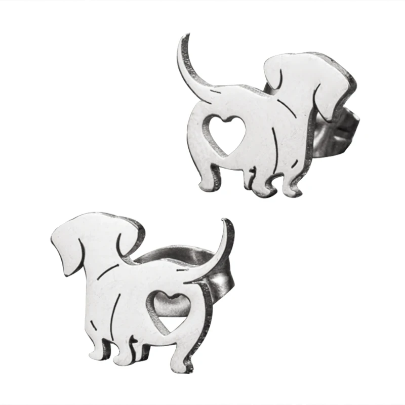 F42F Stylish Pet Dachshund Dog Stud Earring Piercing Ear Jewelry Fashionable Animal Jewelry Unique Ear Pins for Any Occasions