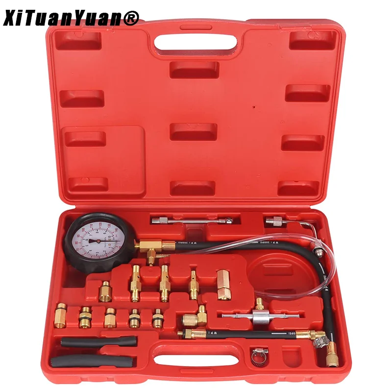 0-140PSI Kit di strumenti diagnostici del manometro del Tester di pressione della pompa di iniezione del carburante, Set di strumenti del Tester