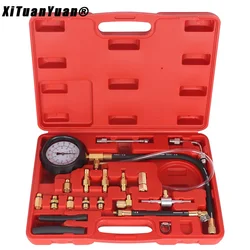 0-140PSI Kit di strumenti diagnostici del manometro del Tester di pressione della pompa di iniezione del carburante, Set di strumenti del Tester della benzina del motore per la maggior parte delle auto (TU-114)