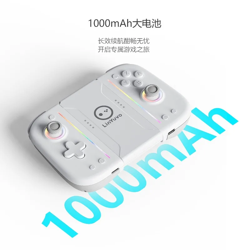 Mechanical Button Bluetooth Gamepad with Macro Back Paddles, 8-Color RGB Adjustable, Dual Vibration for PC/Switch/Android
