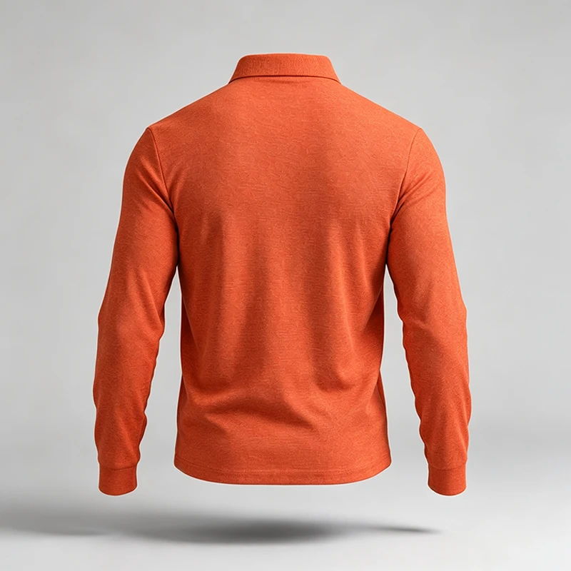 Herren-Polohemd mit Kragen, lässiger Schnitt, lange Ärmel, teilweise mit Knöpfen versehen, ideal für Spaziergänge im Freien, Wochenendausflüge und Freizeitaktivitäten. – Detail 17