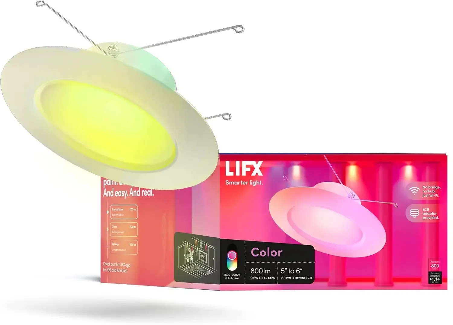 

Smart 5-6" Recessed Downlight, 800 Lumens, CRI 90, Works with Alexa & Apple HomeKit