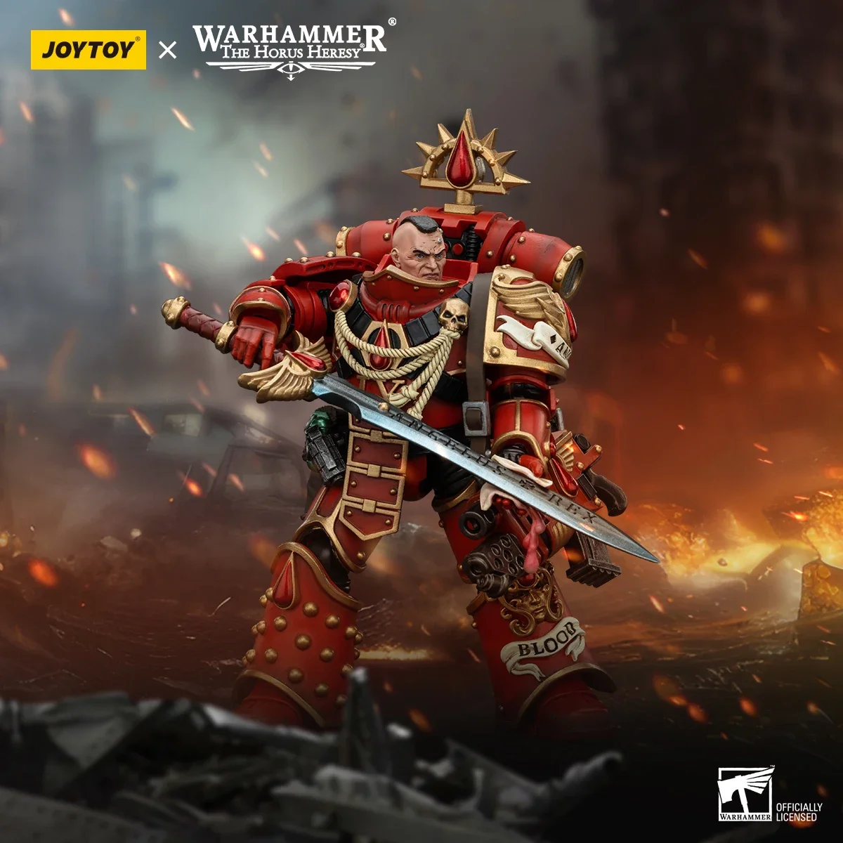 JOYTOY Warhammer 40k 1/18 Action Figures Anime 12.6cm Blood Angels Raldoron First Captain of the Blood Angels