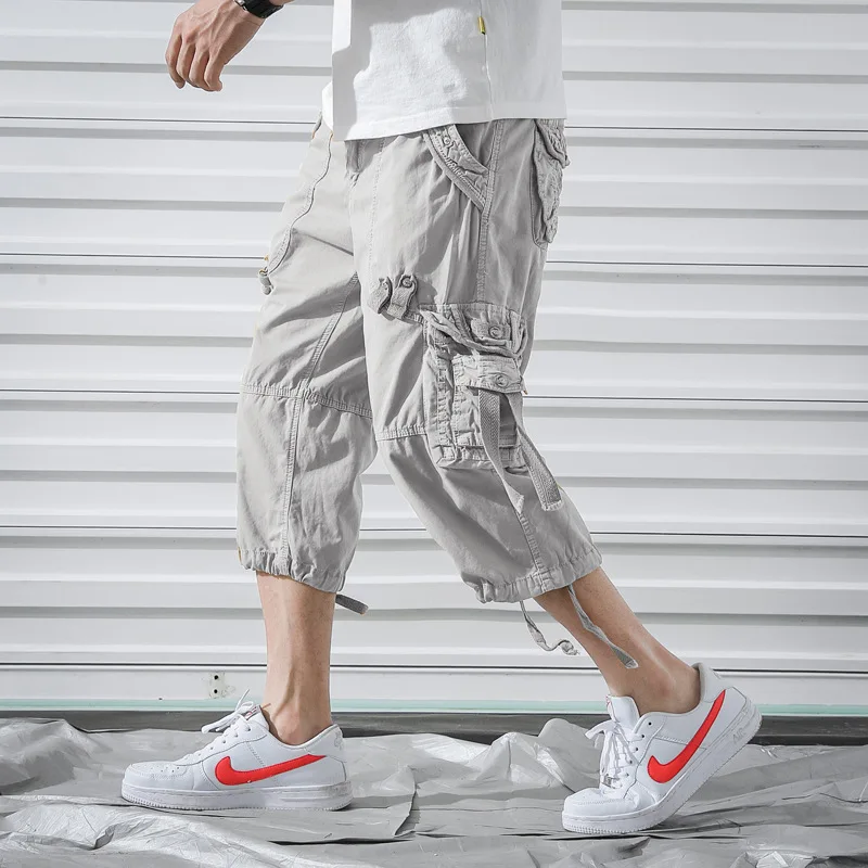 Large Size 7-point Pants Large Size Loose Multi-pocket Casual Medium Pants Outdoor Sports Pants Men