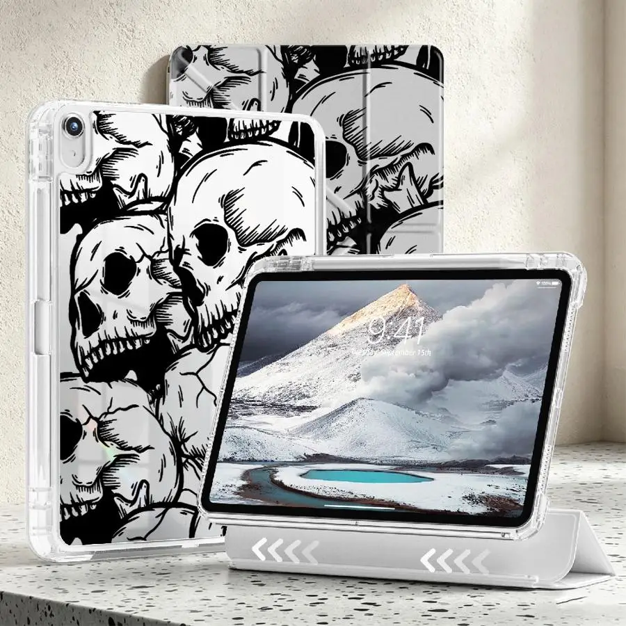 Spook Skull Design With Pen Slot Cover Tablet Case For Samsung Galaxy Tab S10 Lite S7 FE S8 A11 S9 Plus A8 A9 Plus