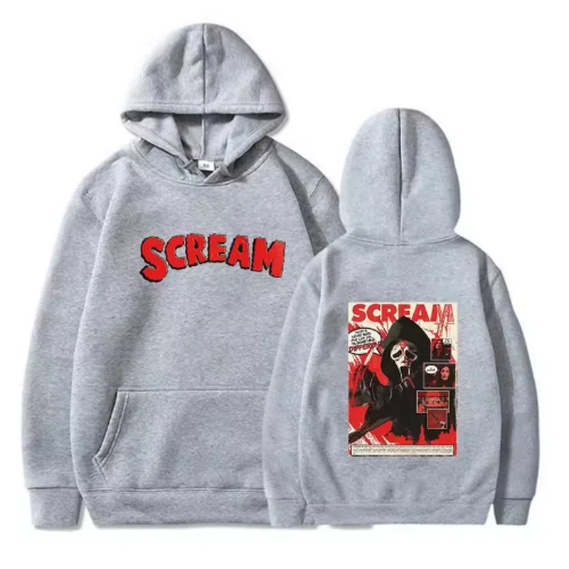 الصراخ السادس Ghostface هوديي جديد الخريف والشتاء الرجال الرجال موضة جديدة بلوزات فضفاضة عادية Harajuku قناع السترة ملابس رياضية