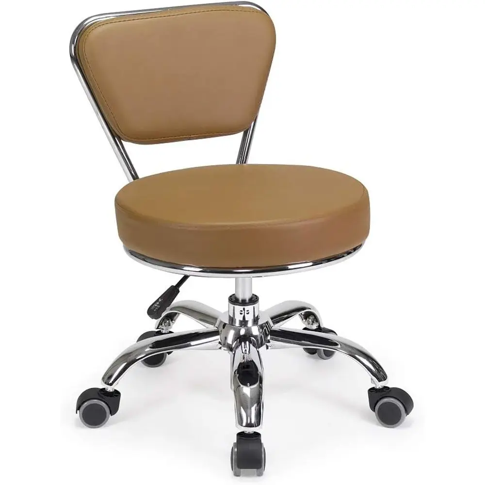 Dayton Rolling Bathroom Seat (puccino) Pneumatic, Short Stool with Adjustable Height 13"-15", Perect or Bathroom Tub Height, Pad