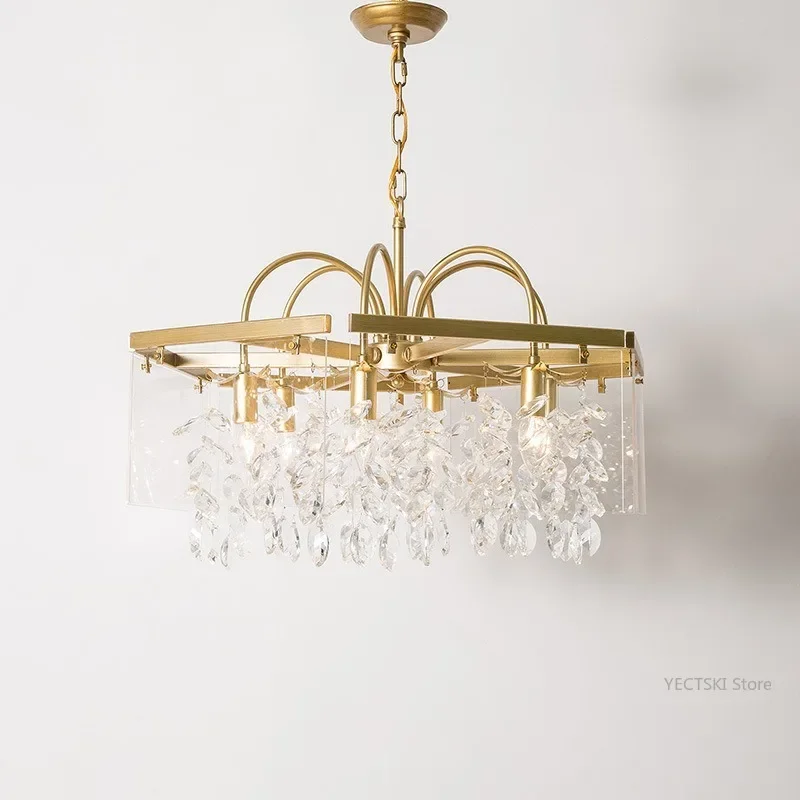 

GHJUYIOL American style countryside living room, dining room, chandelier, villa hotel, American style light luxury crystal chand