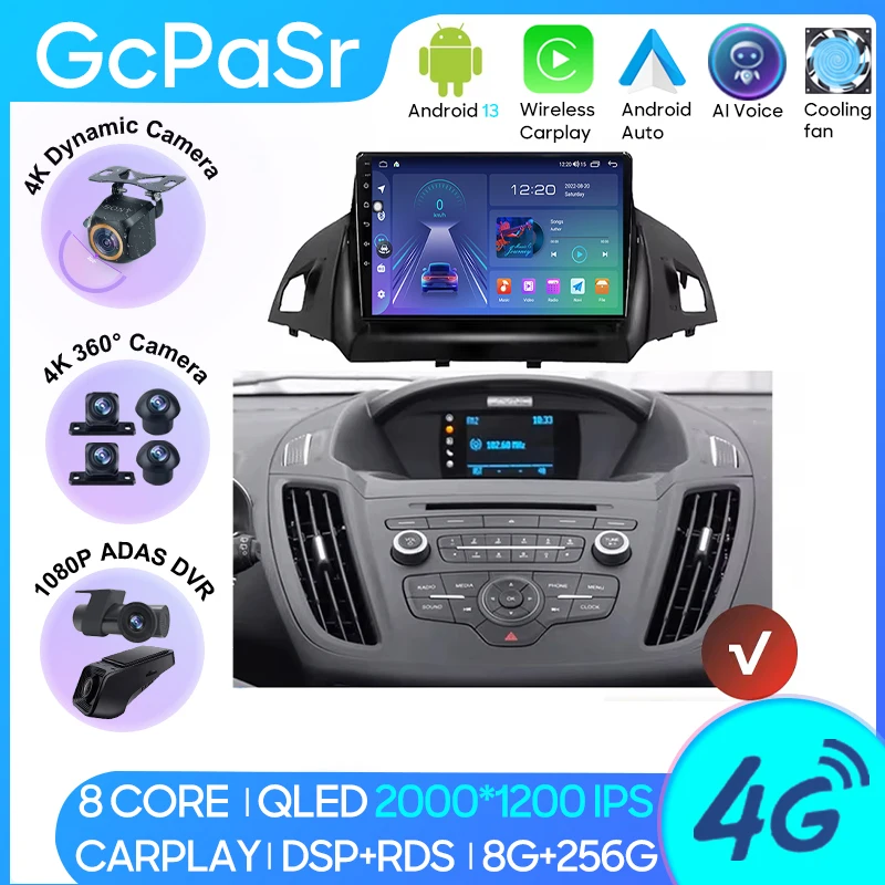 

Car Radio Carplay For Ford C-MAX Kuga 2 Escape 3 2012 - 2019 Navigation GPS Android Auto Bluetooth Multimedia Player No 2din DVD