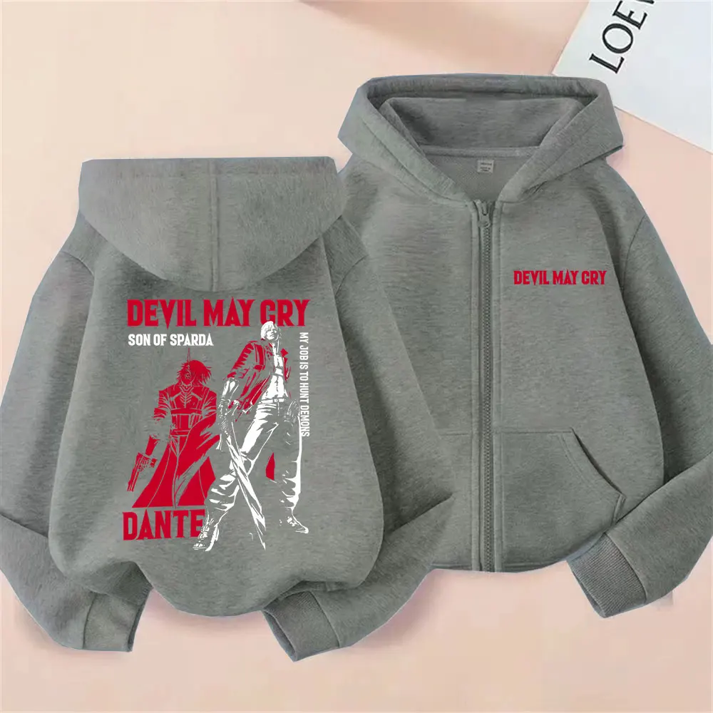 Anime Devil May Cry Son of Sparda Dante Reißverschluss Hoodie Männer Frauen Cartoon Manga Zip Up Jacke Mantel Unisex Vintage Casual Hoodies – Detail 3