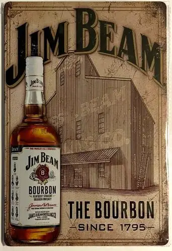Jim Beam The Bourbon Since 1795 Letrero metálico novedoso; ¡NUEVO!